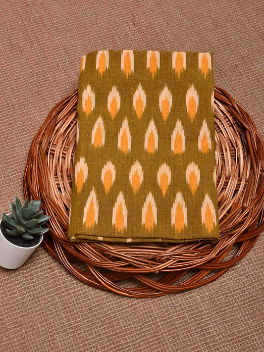 Olive Pochampally Ikat Cotton Handloom Blouse with All Over Buta Design Length 1mt Width 44 Inches BL0167