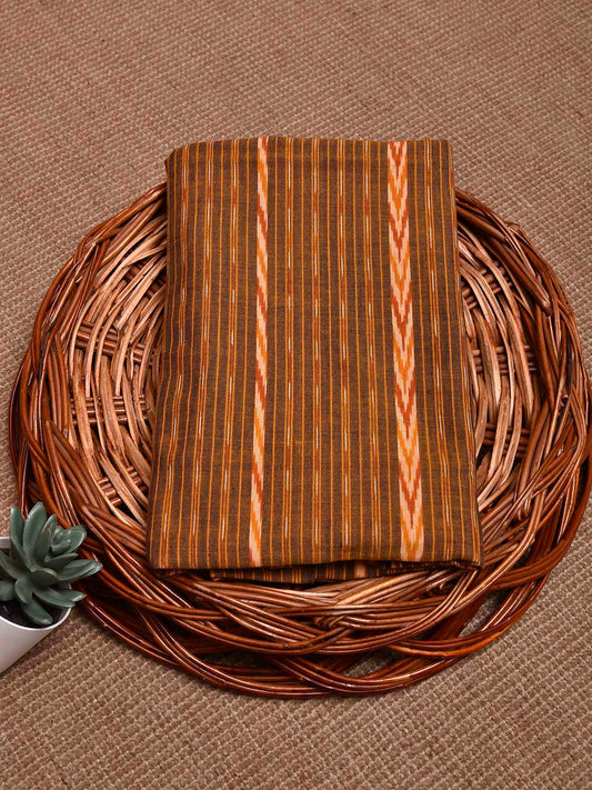 Olive Pochampally Ikat Cotton Handloom Blouse with Strips Design Length 1mt Width 44 Inches BL0141