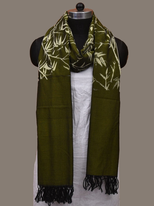 Olive Pochampally Ikat Cotton Handloom Dupatta with Bamboo Design ds3068