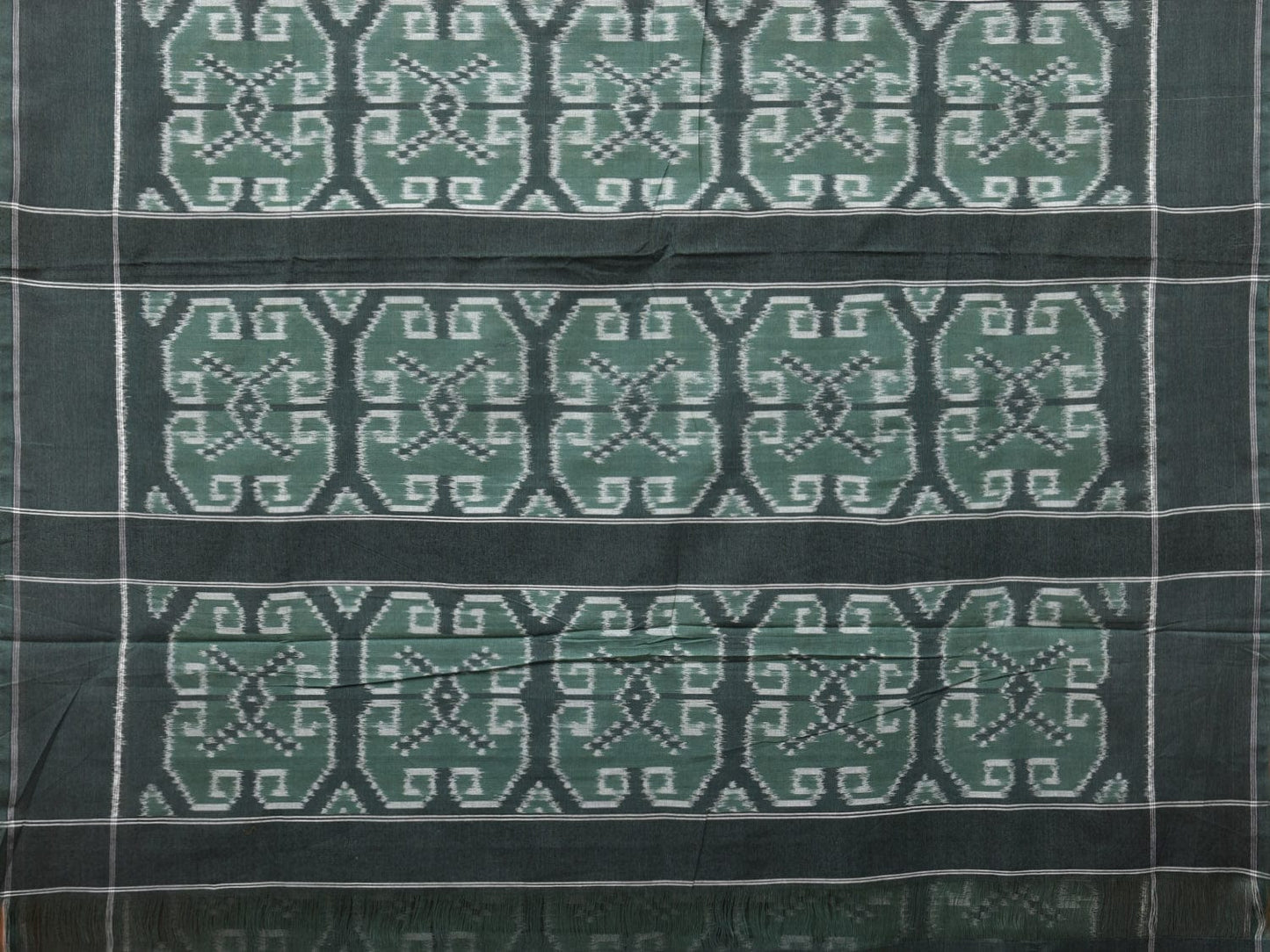 Olive Pochampally Ikat Cotton Handloom Saree with All Over Design i0787