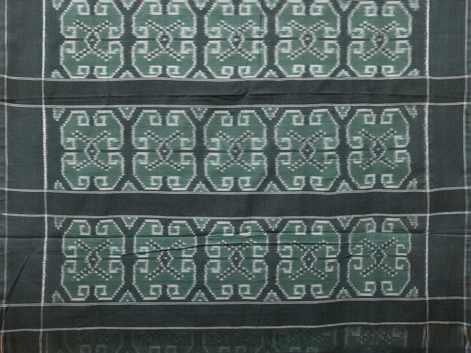 Olive Pochampally Ikat Cotton Handloom Saree with All Over Design i0787