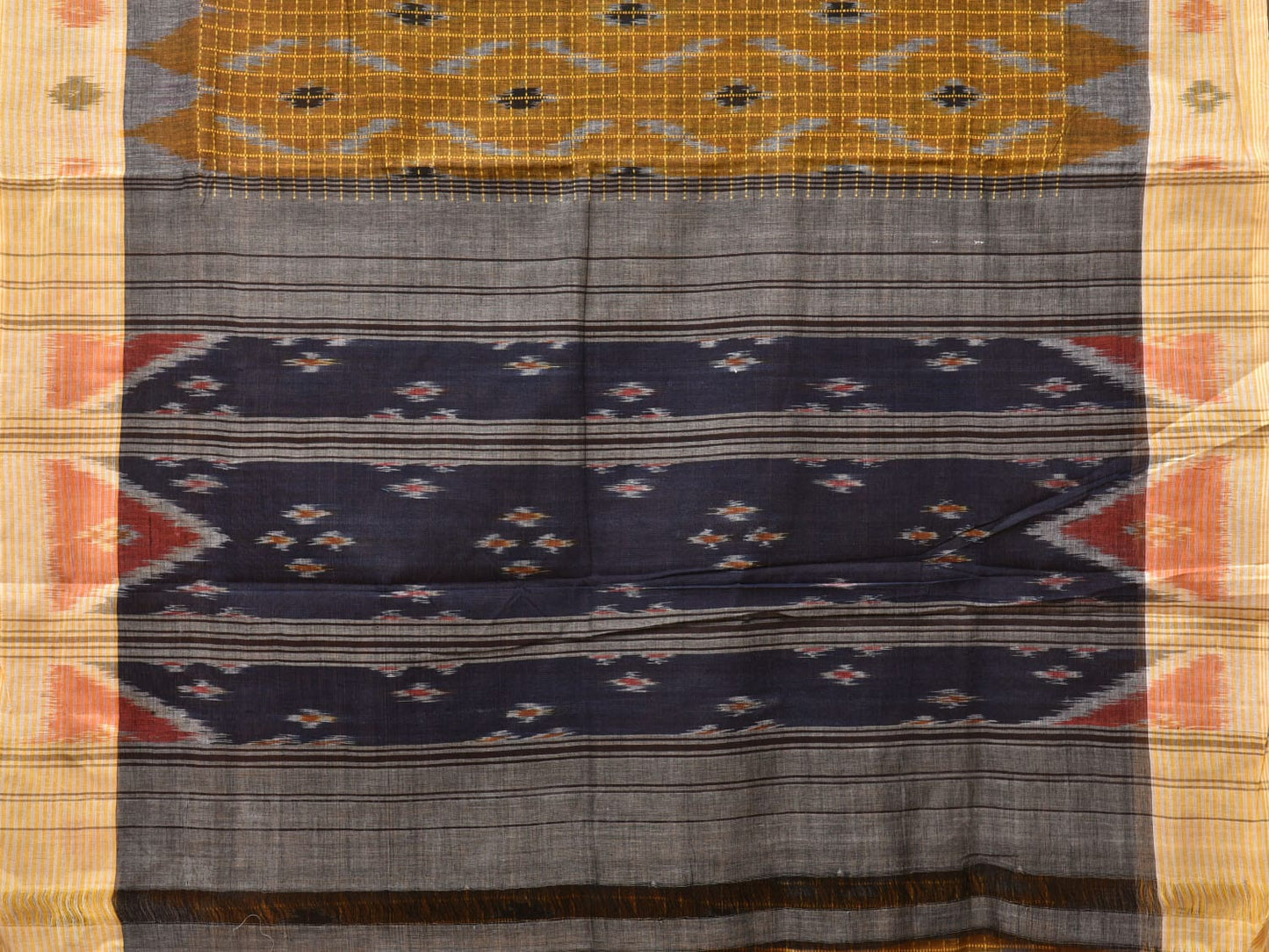 Olive Pochampally Ikat Cotton Handloom Saree with Grill Design No Blouse i0808