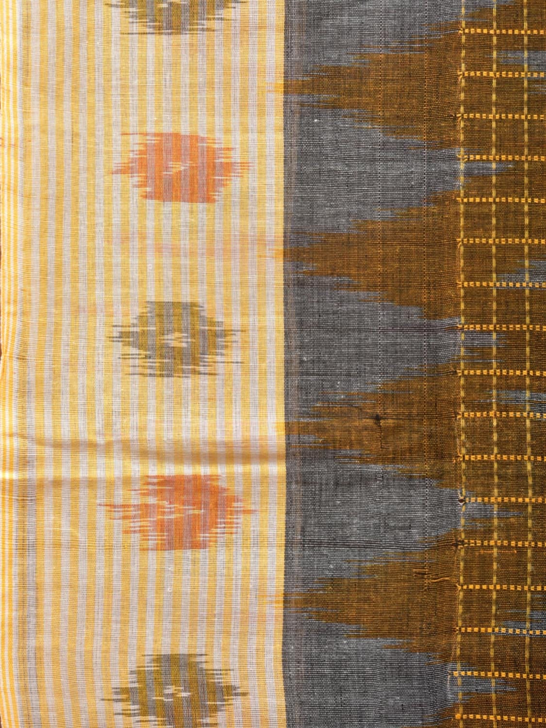 Olive Pochampally Ikat Cotton Handloom Saree with Grill Design No Blouse i0808