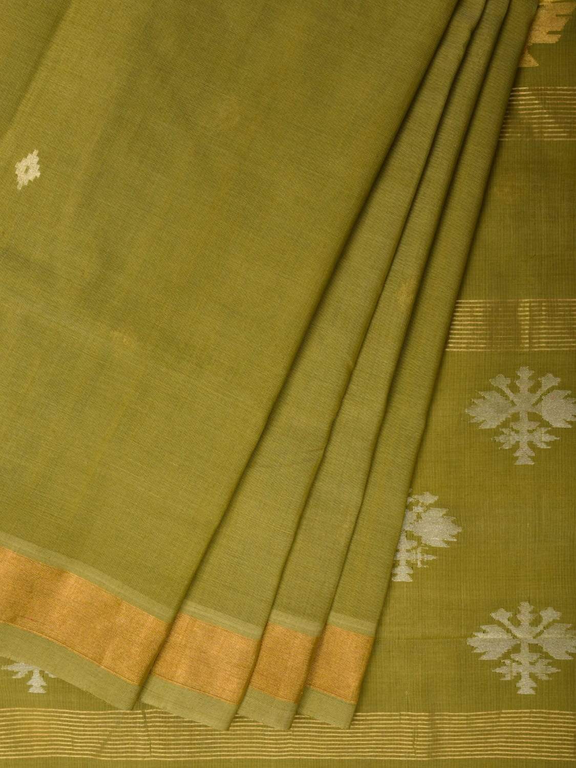 Olive Uppada Cotton Handloom Saree with Assorted Buta Pallu Design u1766