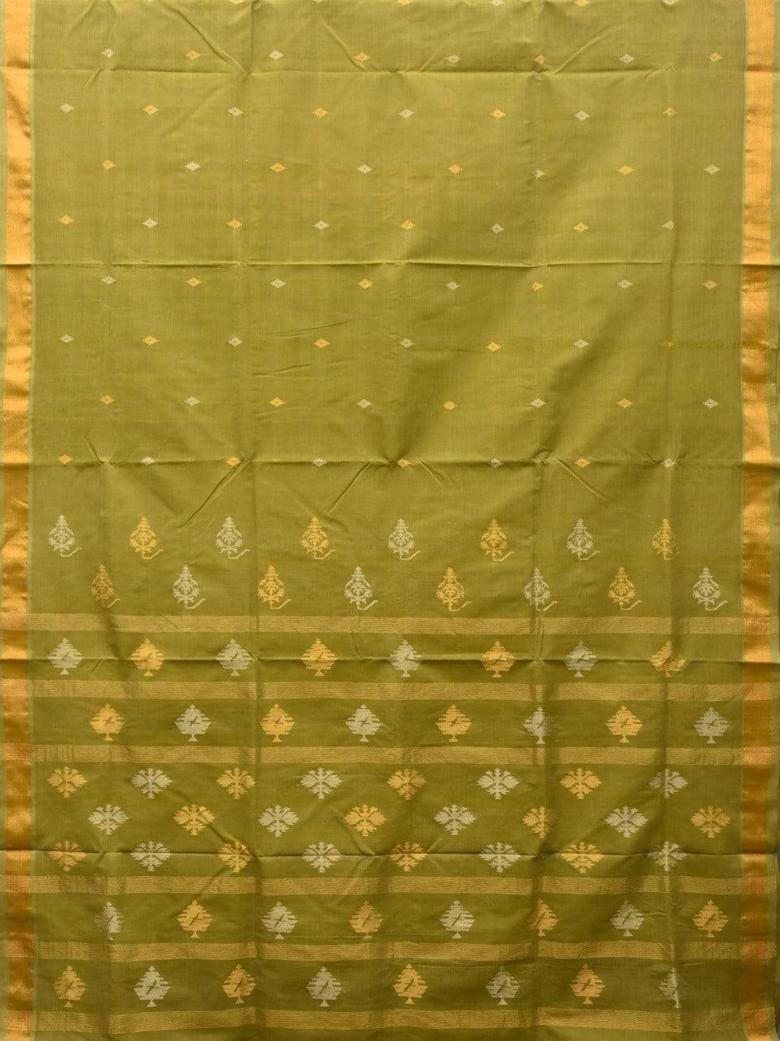 Olive Uppada Cotton Handloom Saree with Assorted Buta Pallu Design u1766