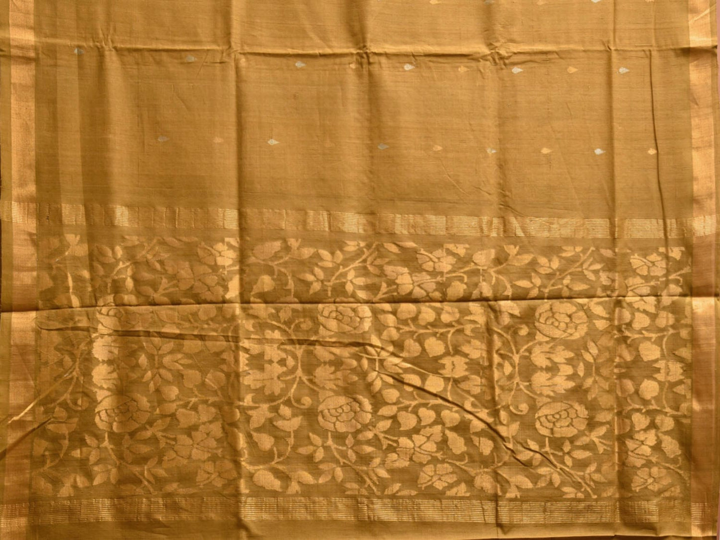 Olive Uppada Cotton Handloom Saree with Floral Pallu Design u2358