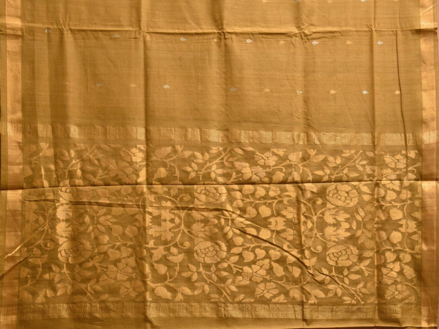 Olive Uppada Cotton Handloom Saree with Floral Pallu Design u2358