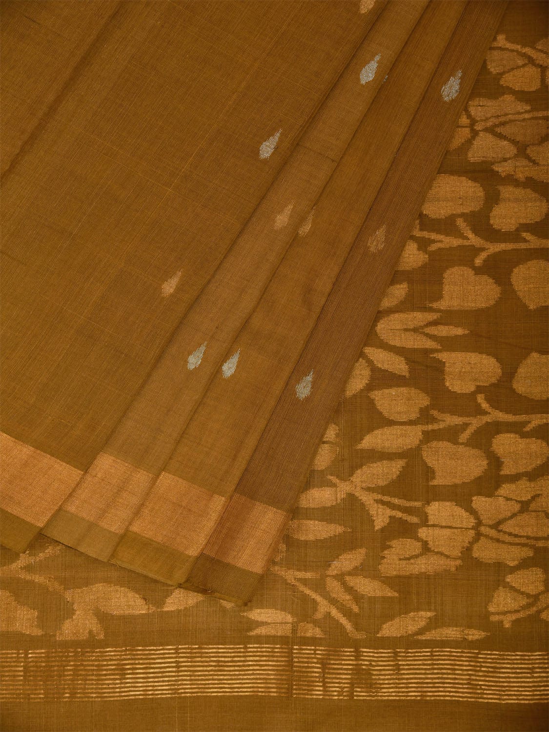 Olive Uppada Cotton Handloom Saree with Floral Pallu Design u2358