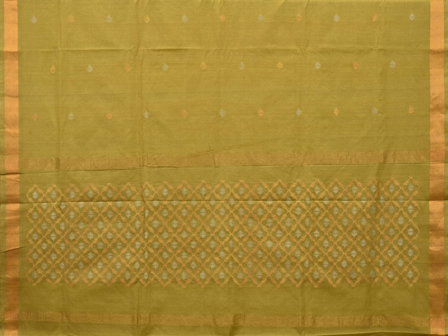 Olive Uppada Cotton Handloom Saree with Jamdani Pallu Design u1940