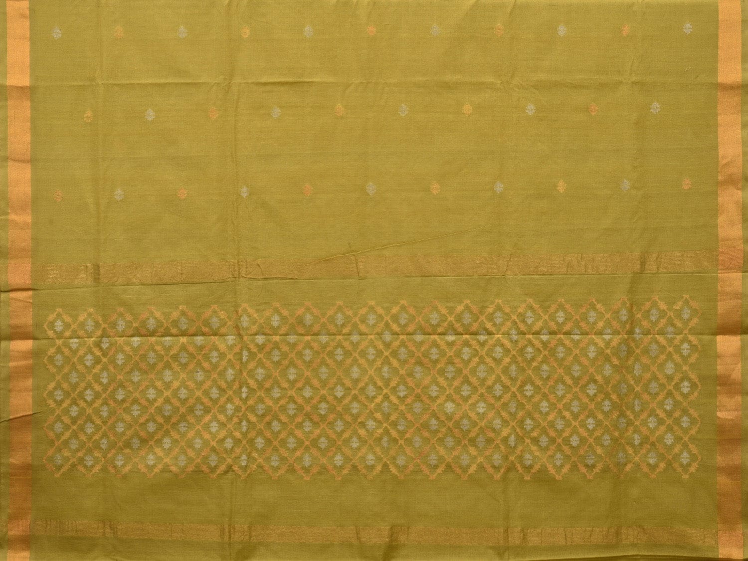 Olive Uppada Cotton Handloom Saree with Jamdani Pallu Design u1940