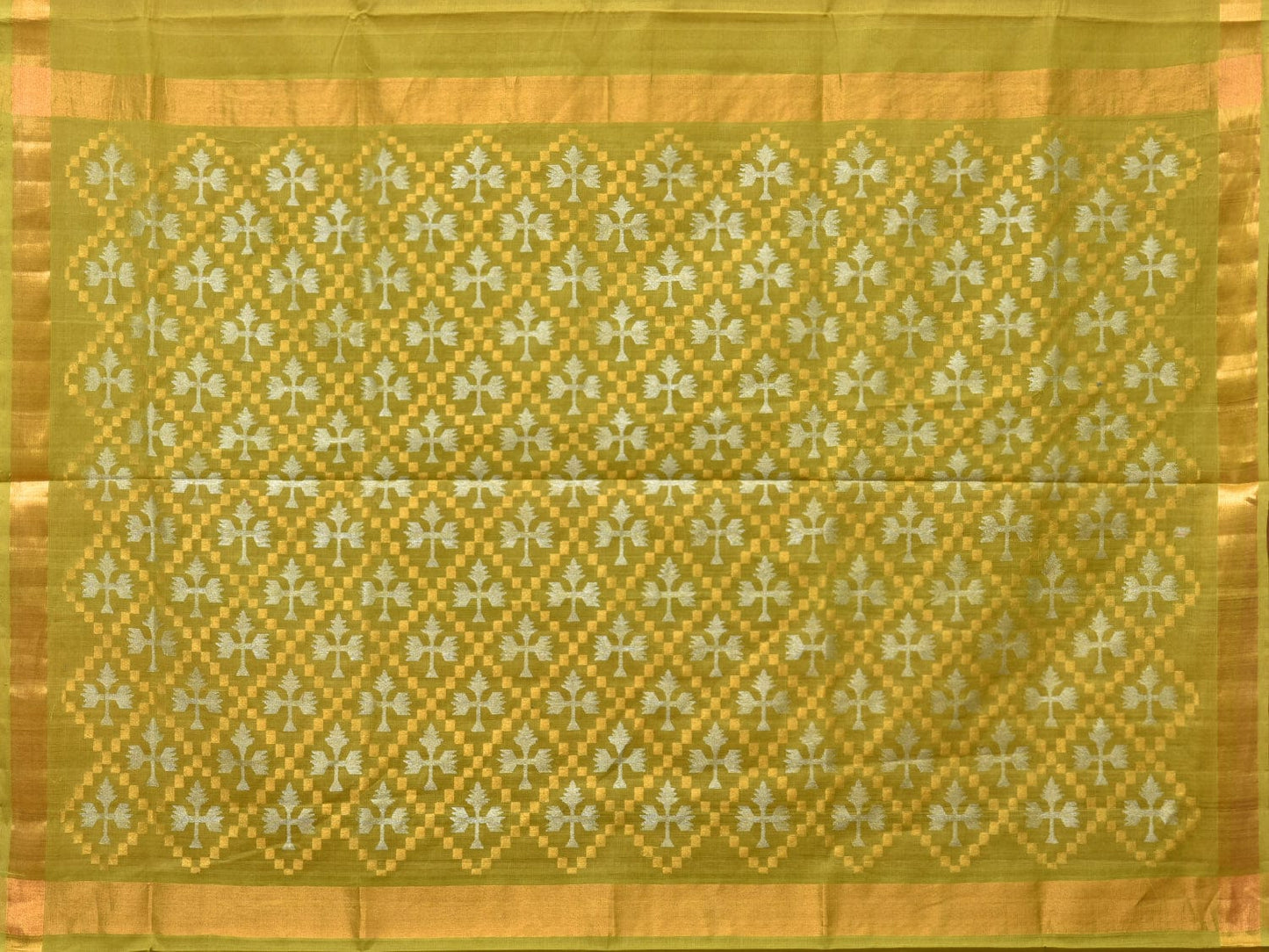 Olive Uppada Cotton Handloom Saree with Jamdani Pallu Design u2184