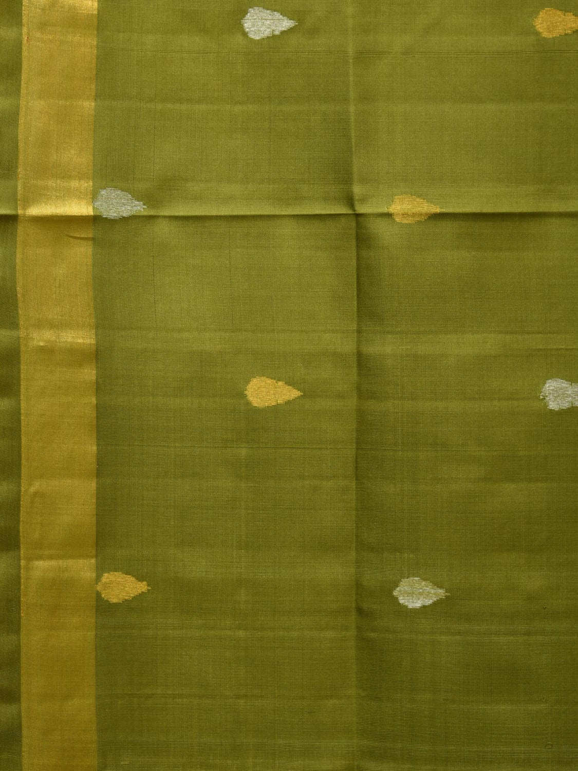 Olive Uppada Silk Handloom Saree with Birds and Jamdani Pallu Design u2152