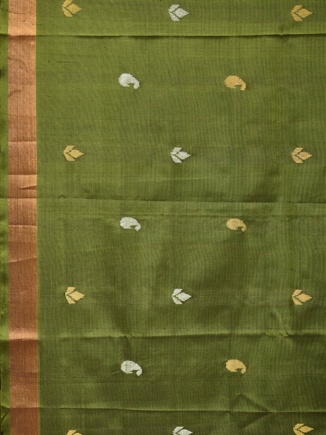 Olive Uppada Silk Handloom Saree with Floral and Birds Pallu Design u2072