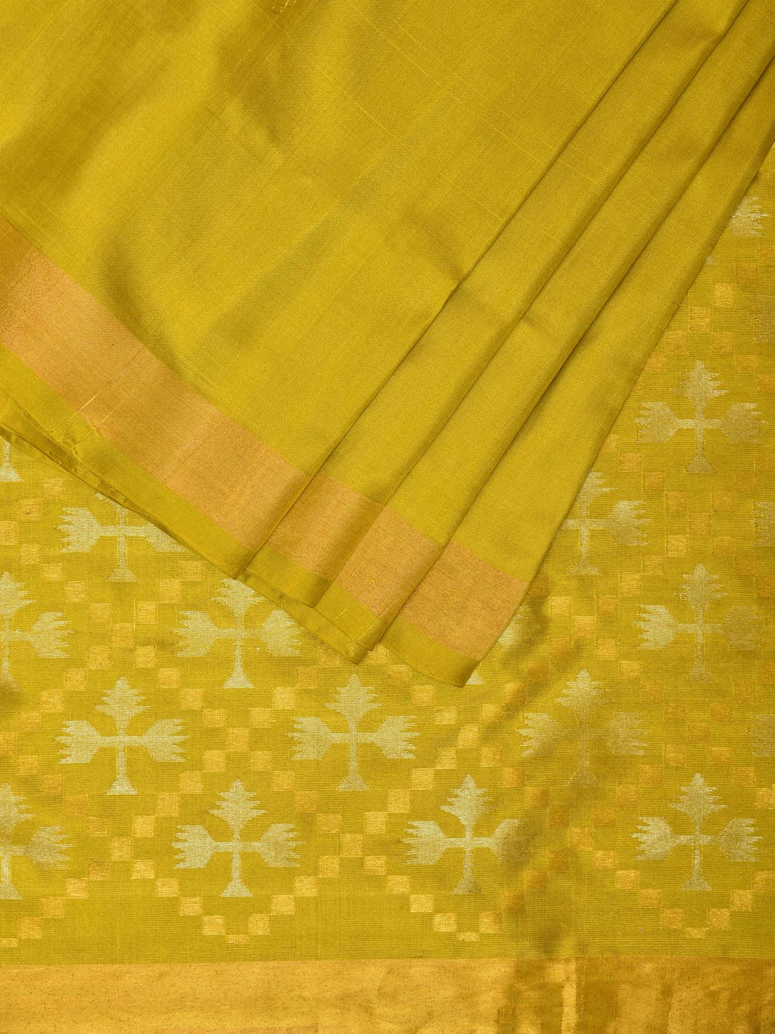 Olive Uppada Silk Handloom Saree with Jamdani Pallu Design u2044