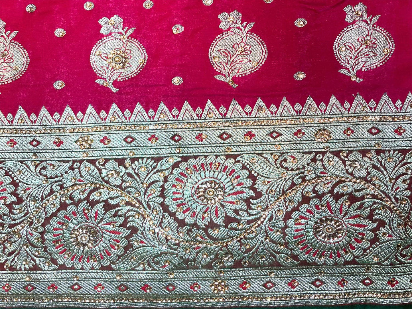 Onion Pink Banaras Katan Silk Saree with Body Butti and Border Design b0363s