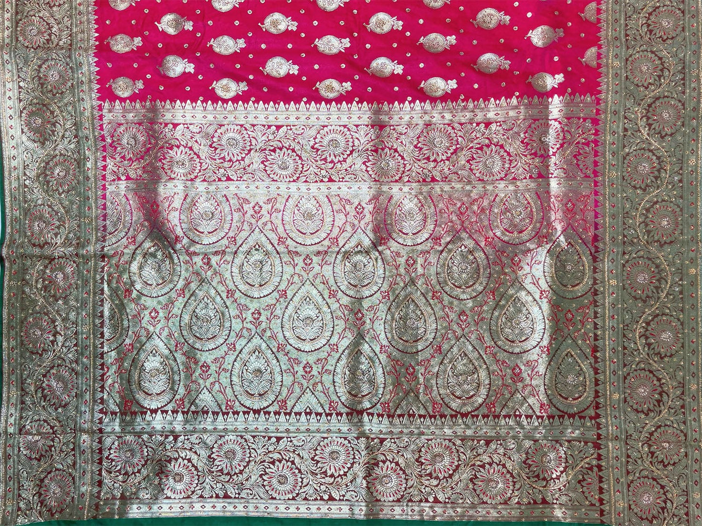 Onion Pink Banaras Katan Silk Saree with Body Butti and Border Design b0363s