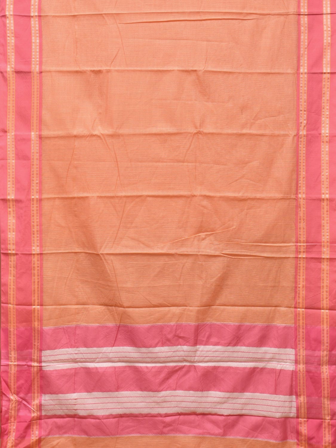 Orange and Baby Pink Bamboo Cotton Saree with Small Checks Design No Blouse bc0178
