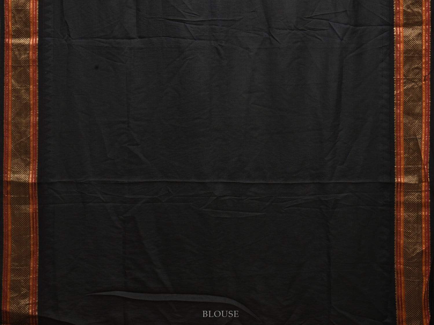 Orange and Black Kanchipuram Silk Handloom Saree with Floral Digital Print Design o0290