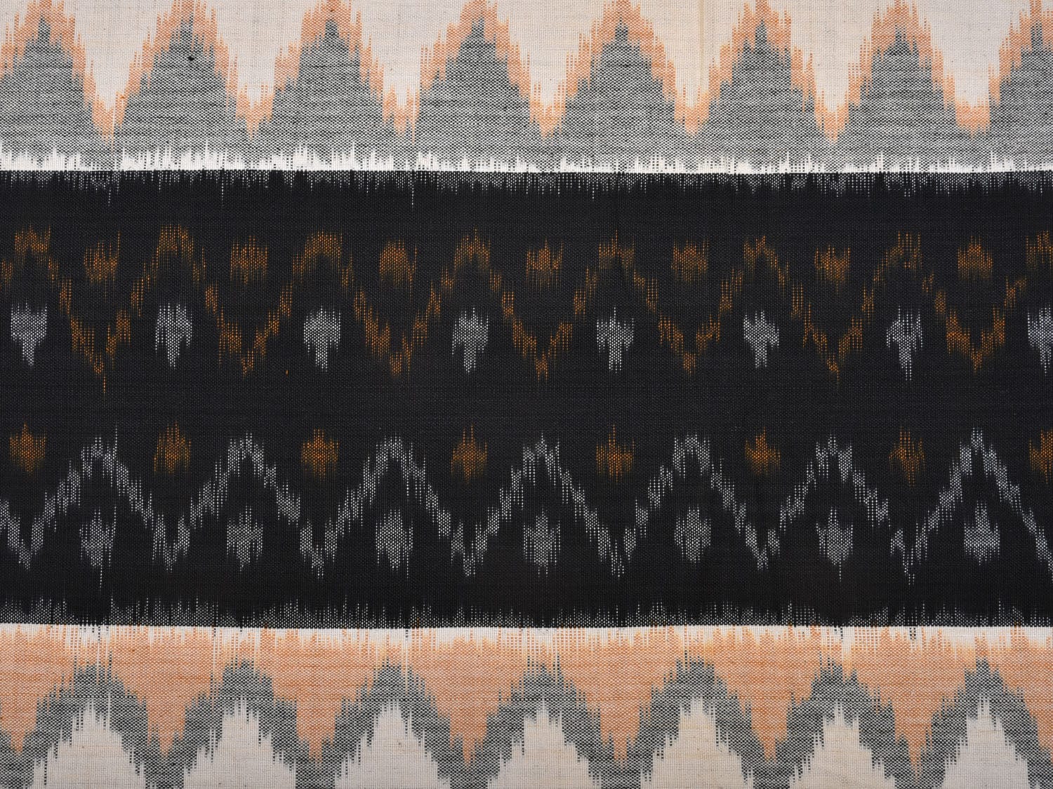 Orange and Black Pochampally Ikat Cotton Handloom Bedsheet with Zig-Zag Design 90 x 108 Inches No Pillow Covers bd0059