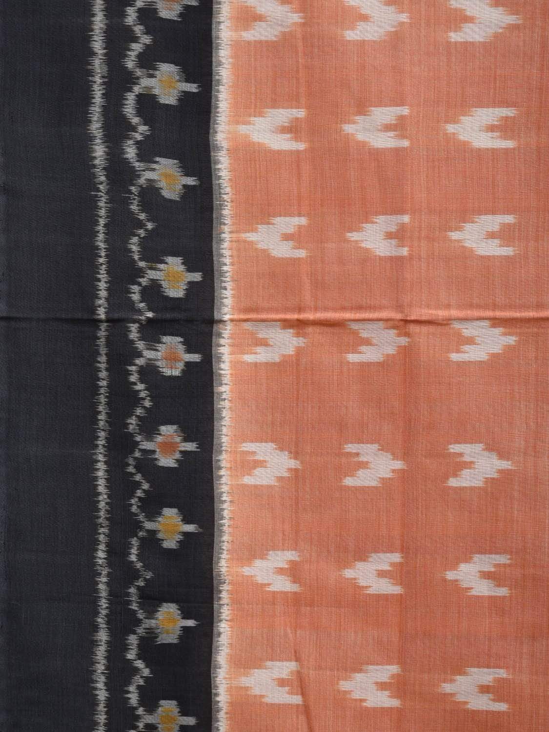 Orange and Black Pochampally Ikat Cotton Handloom Saree with Half-Half Design i0602