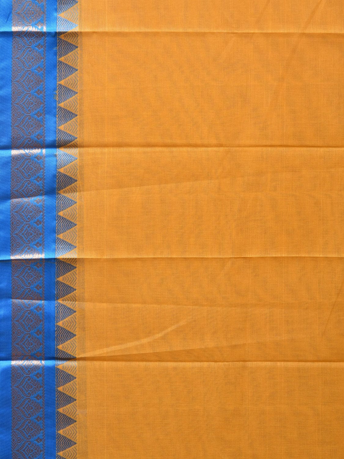 Orange and Blue Gadwal Cotton Handloom Saree with Strips Pallu Design No Blouse g0363