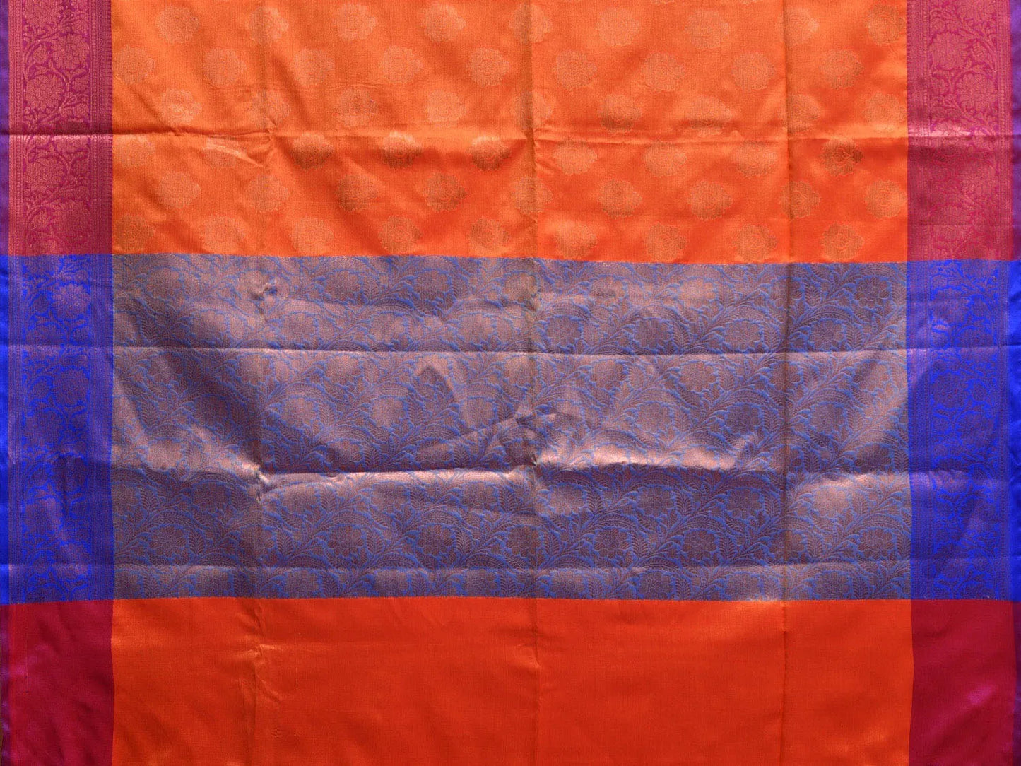 Orange and Blue Katan Silk Saree with Border and Body Butta Design b0148ds