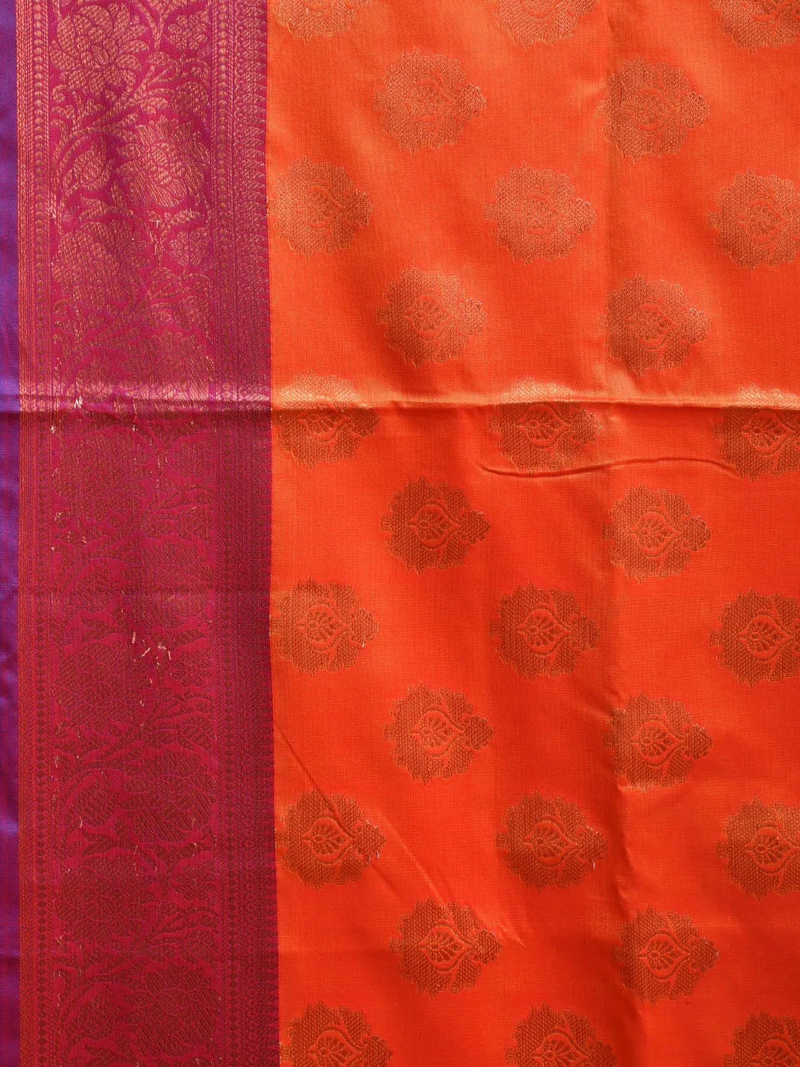 Orange and Blue Katan Silk Saree with Border and Body Butta Design b0148ds