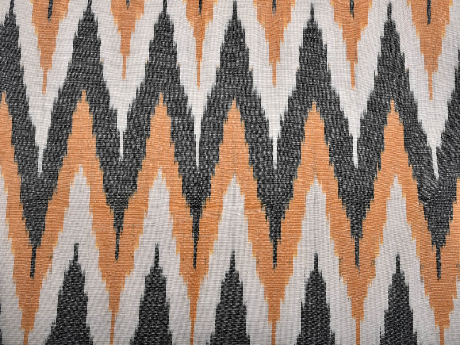 Orange and Grey Pochampally Ikat Cotton Handloom Bedsheet with Zig-Zag Design 90 x 108 Inches bd0046