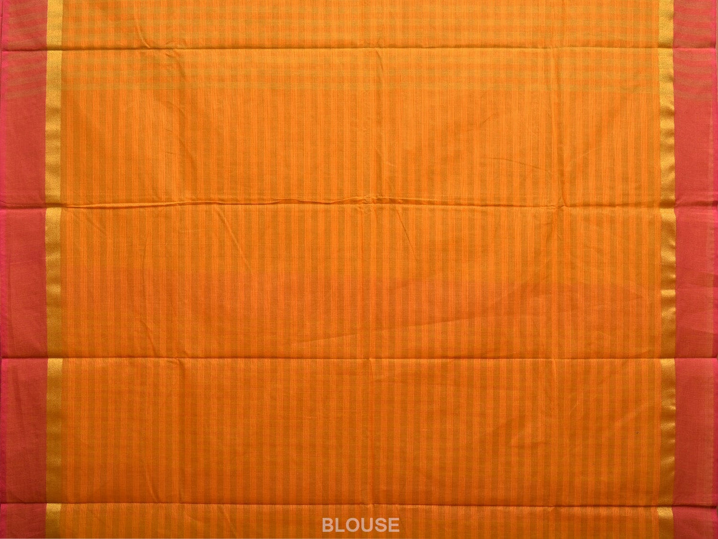 Orange and Pink Cotton Saree with Checks and Strips Pallu Design o0463