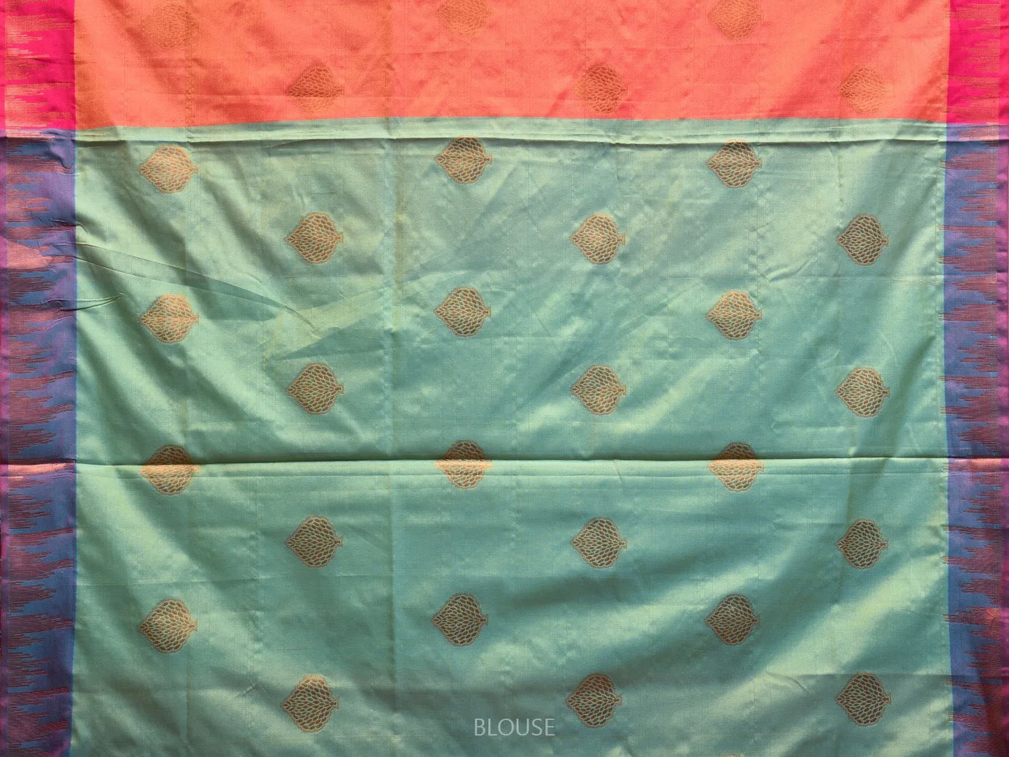 Orange and Pink Katan Silk Saree with Border and Body Butta Design b0094ds