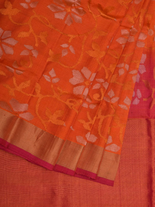 Orange and Pink Uppada Silk Handloom Saree with All Over Design u1925