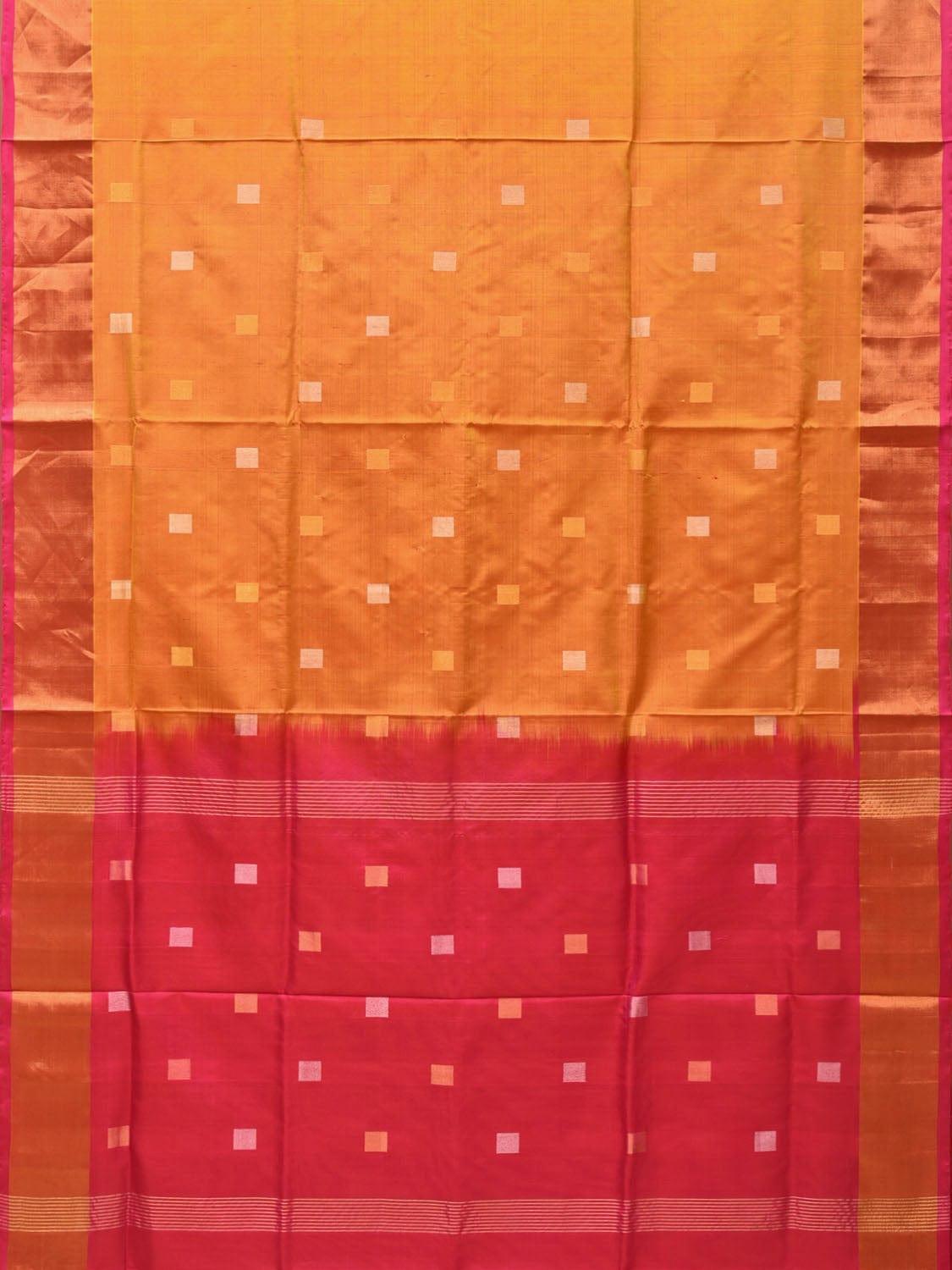 Orange and Pink Uppada Silk Handloom Saree with Body Buta Design u2027