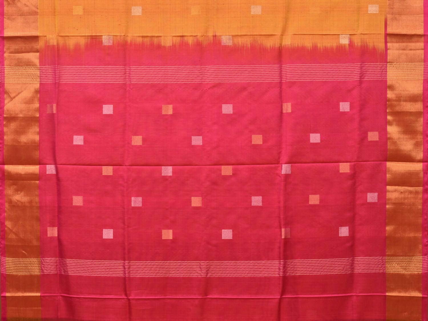 Orange and Pink Uppada Silk Handloom Saree with Body Buta Design u2027