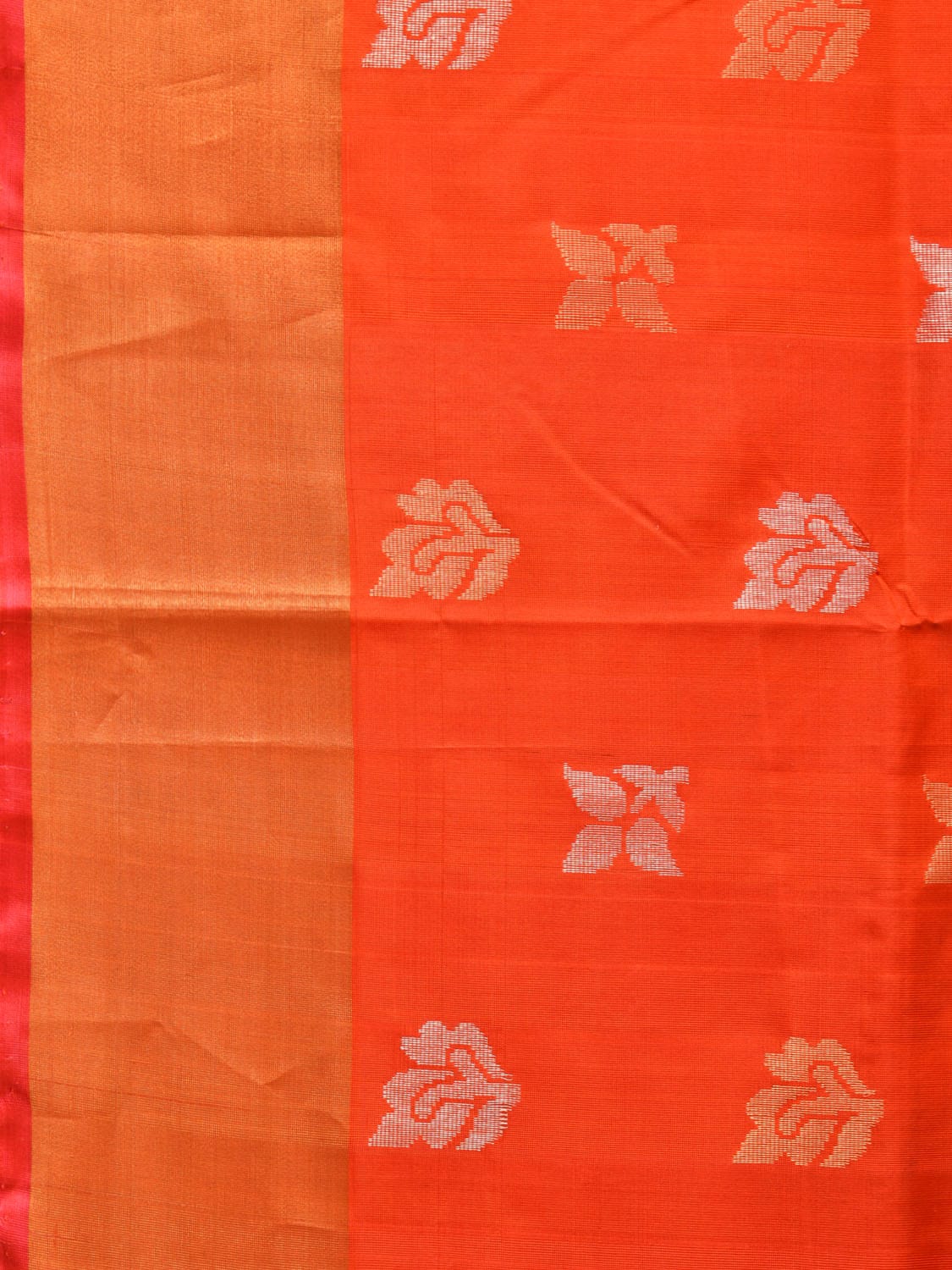 Orange and Pink Uppada Silk Handloom Saree with Buta Design u2005