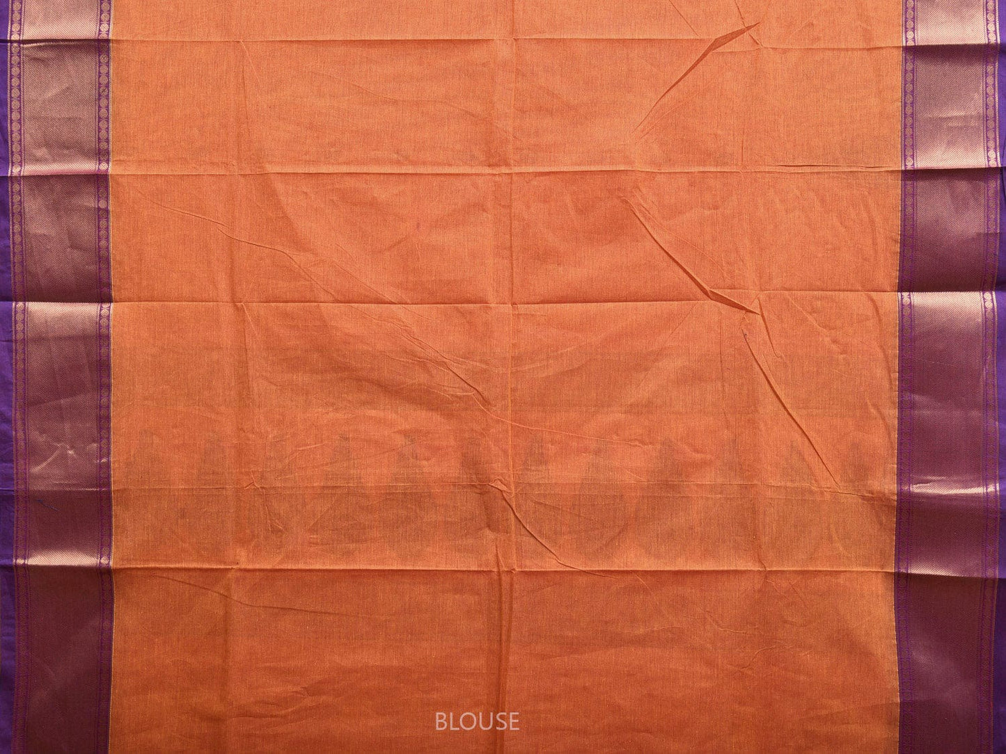 Orange and Purple Kanchipuram Cotton Saree with Pallu and One Side Border Design k0736