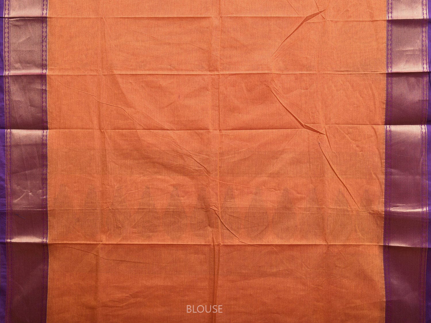 Orange and Purple Kanchipuram Cotton Saree with Pallu and One Side Border Design k0736