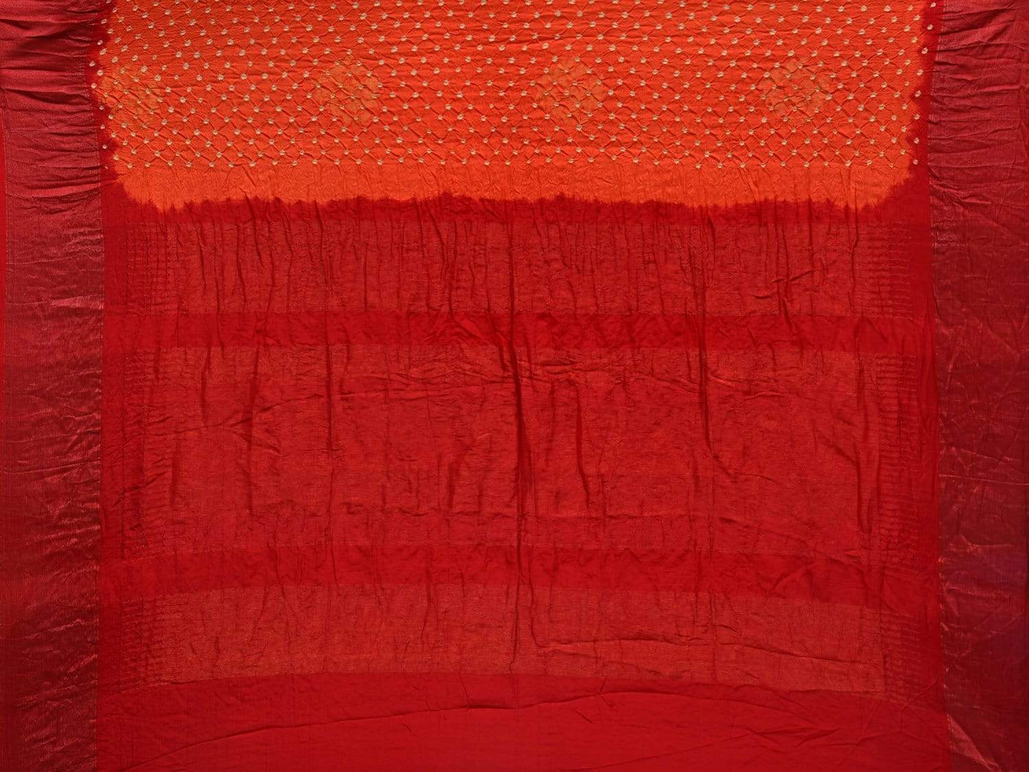 Orange and Red Bandhani Uppada Silk Handloom Saree with Nilambari Buta Design bn0306