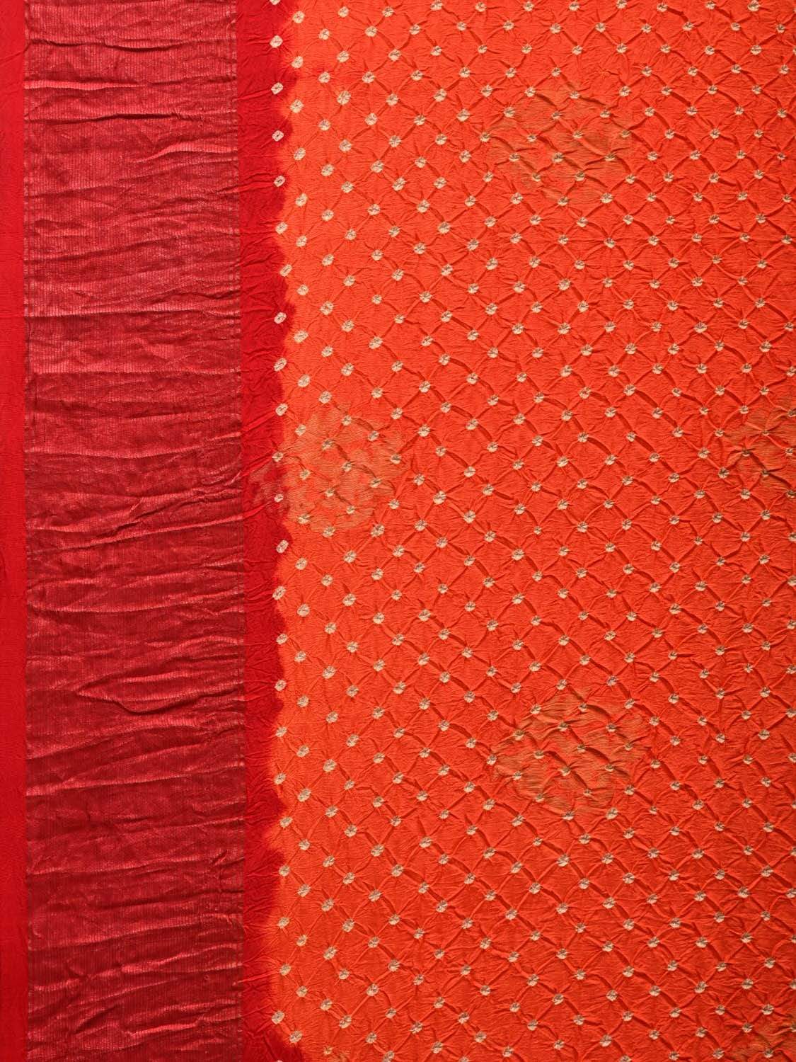 Orange and Red Bandhani Uppada Silk Handloom Saree with Nilambari Buta Design bn0306