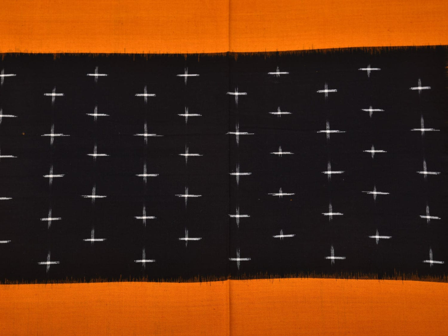 Orange and Red Pochampally Ikat Cotton Handloom Bedsheet with Square Design 90 x 108 Inches No Pillow Covers bd0061