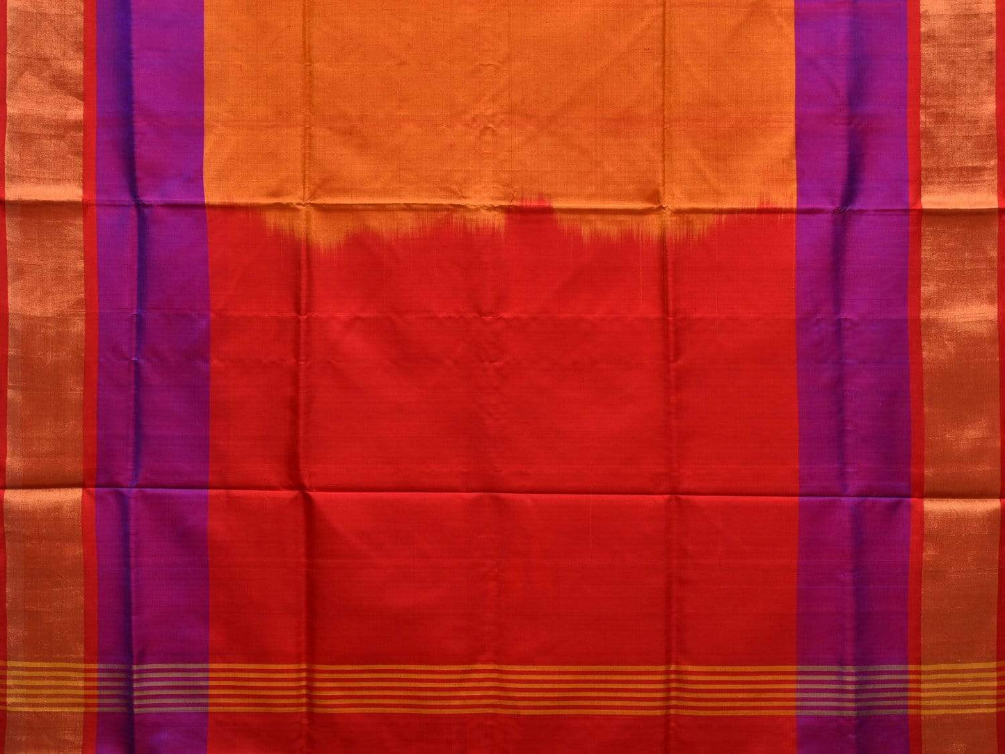 Orange and Red Uppada Silk Handloom Plain Saree with Contrast Pallu Design u1750