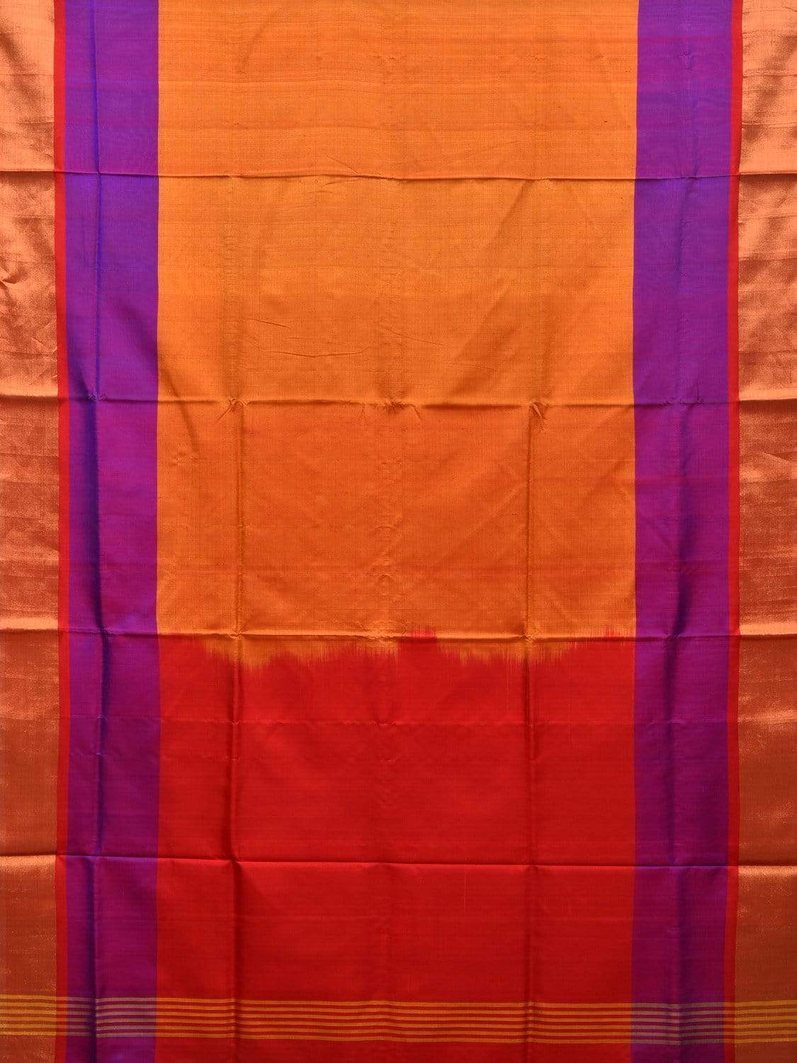 Orange and Red Uppada Silk Handloom Plain Saree with Contrast Pallu Design u1750