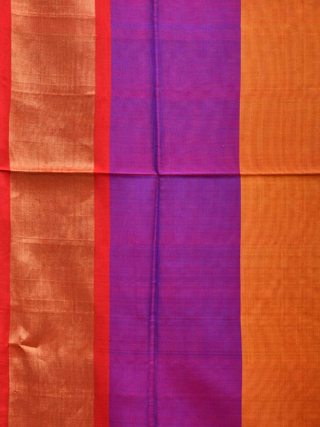 Orange and Red Uppada Silk Handloom Plain Saree with Contrast Pallu Design u1750