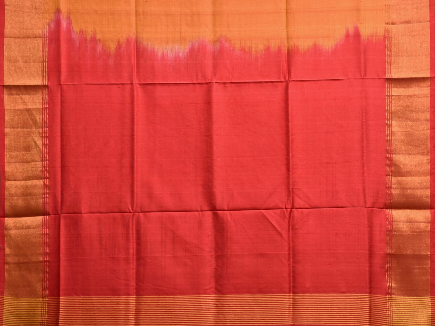 Orange and Red Uppada Silk Handloom Plain Saree with Contrast Pallu Design u2354