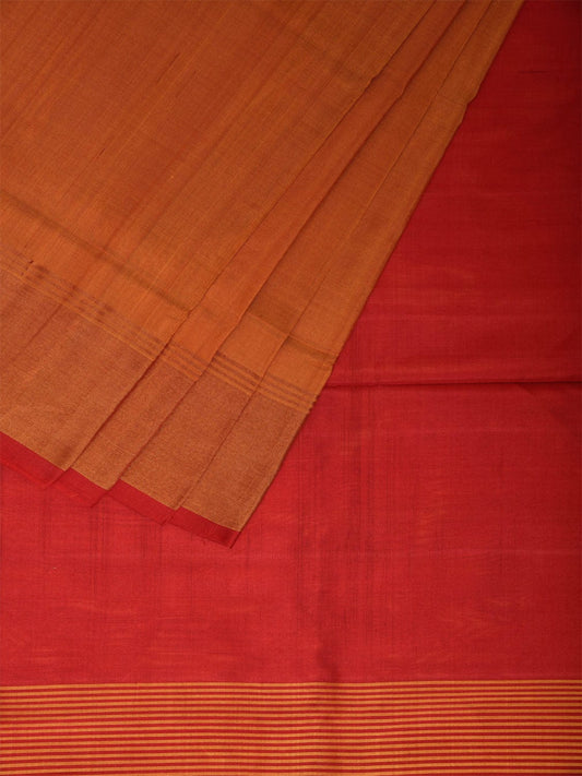 Orange and Red Uppada Silk Handloom Plain Saree with Contrast Pallu Design u2354