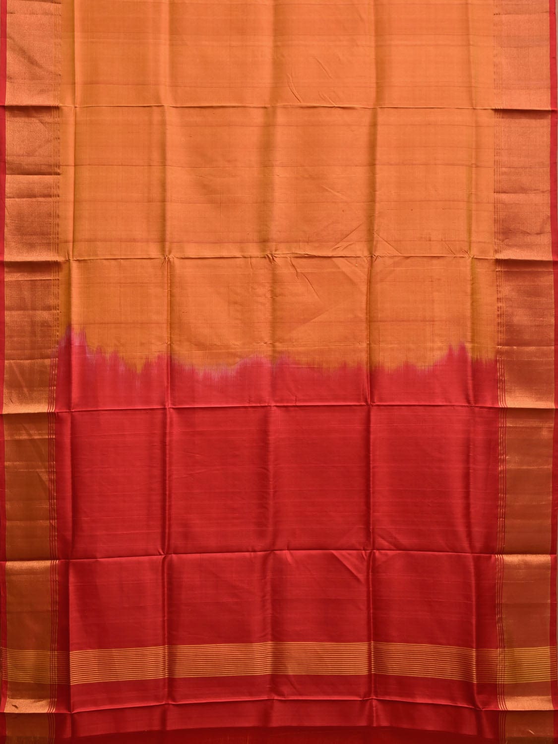 Orange and Red Uppada Silk Handloom Plain Saree with Contrast Pallu Design u2354