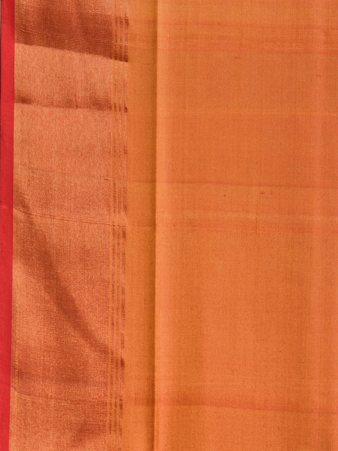 Orange and Red Uppada Silk Handloom Plain Saree with Contrast Pallu Design u2354