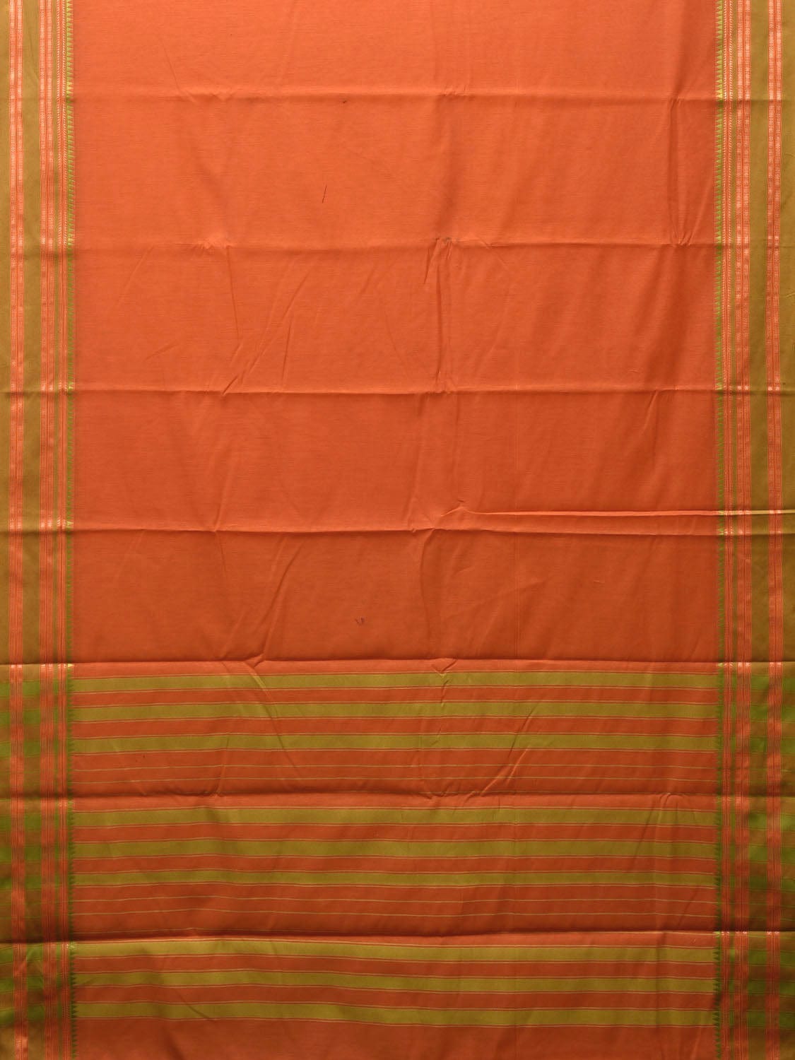 Orange Bamboo Cotton Plain Saree with Border Design bc0083
