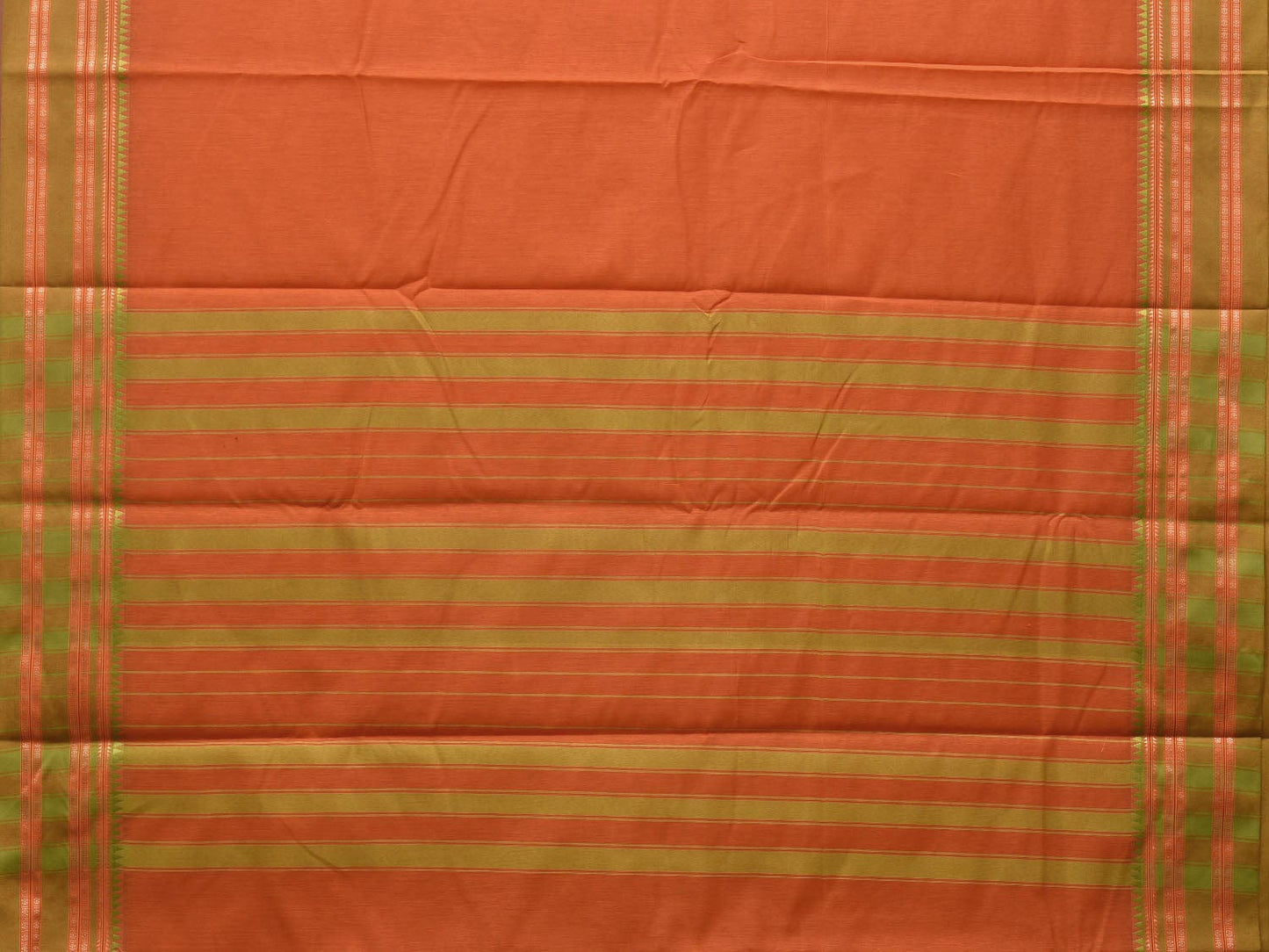 Orange Bamboo Cotton Plain Saree with Border Design bc0083