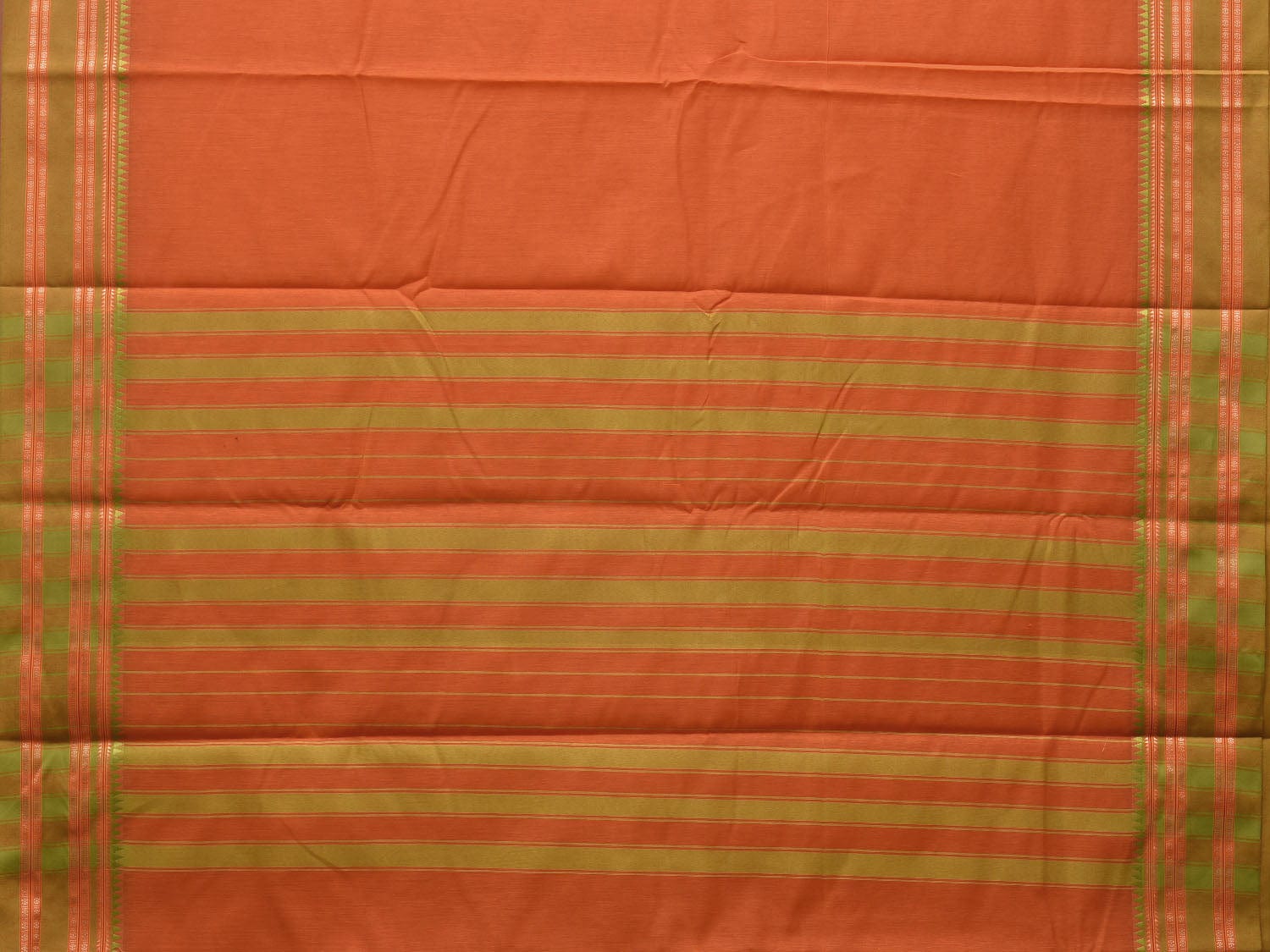 Orange Bamboo Cotton Plain Saree with Border Design bc0083