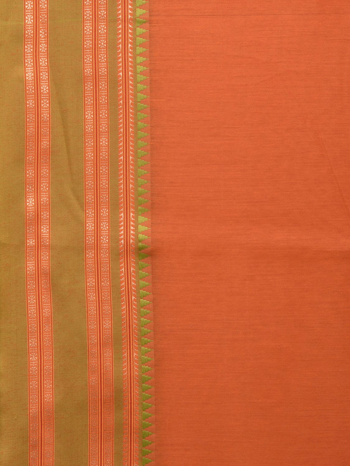 Orange Bamboo Cotton Plain Saree with Border Design bc0083